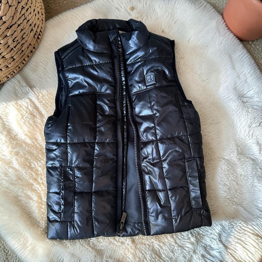 Calvin Klein Jeans 2T Toddler Black Puffer Vest Quilted Full Zip CK Logo